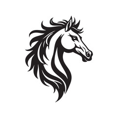 Stylized Horse Head Silhouette Vector Art Design