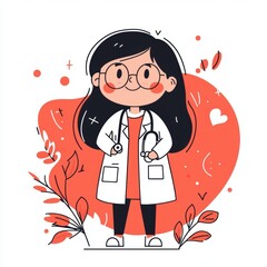 Obraz premium Cute Cartoon Doctor Character Illustration