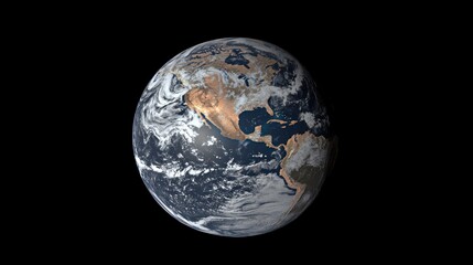 Obraz premium Earth from Space, Detailed View, with Clouds and Continents, Educational or Scientific