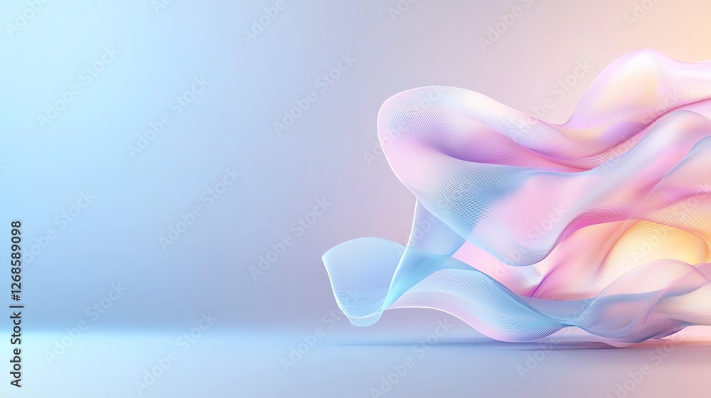 Poster colorful abstract gradient waves creating a dreamy and soft background with smooth curves and pastel