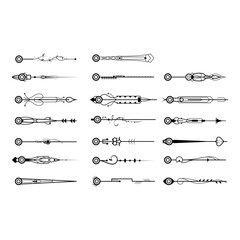 Big Set Black Simple Line Collection Doodle Border Elements Vector Design Style Sketch Isolated Illustration For Banner