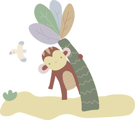 Premium PNG set of cute animals in flat cartoon style. Hand drawn vector illustration. Suitable for any baby equipment design