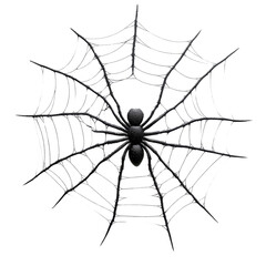 Obraz premium Spider on web, white isolate background