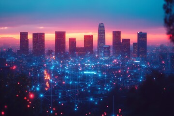 Fototapeta premium Smart city and digital transformation