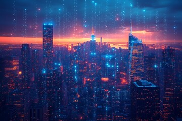 Fototapeta premium Smart city and digital transformation