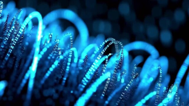 sci-fi particle background of microworld or space with bokeh and light effects. Glow blue particles