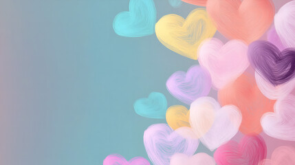 A vibrant array of colorful, soft hearts against a soothing background, evoking feelings of love and affection.