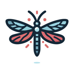 Naklejka premium Vibrant Winged Insect - Stylized Dragonfly Vector Art