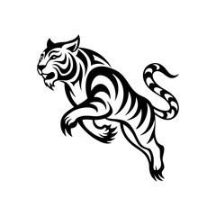 Tribal Tiger Logo Fierce Black and White Leaping Tiger Icon