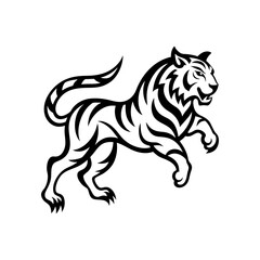 Tribal Tiger Logo Fierce Black and White Leaping Tiger Icon