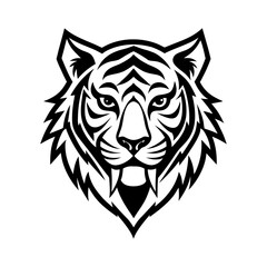 Fierce Tribal Tiger Head Logo Bold Black Tiger Icon