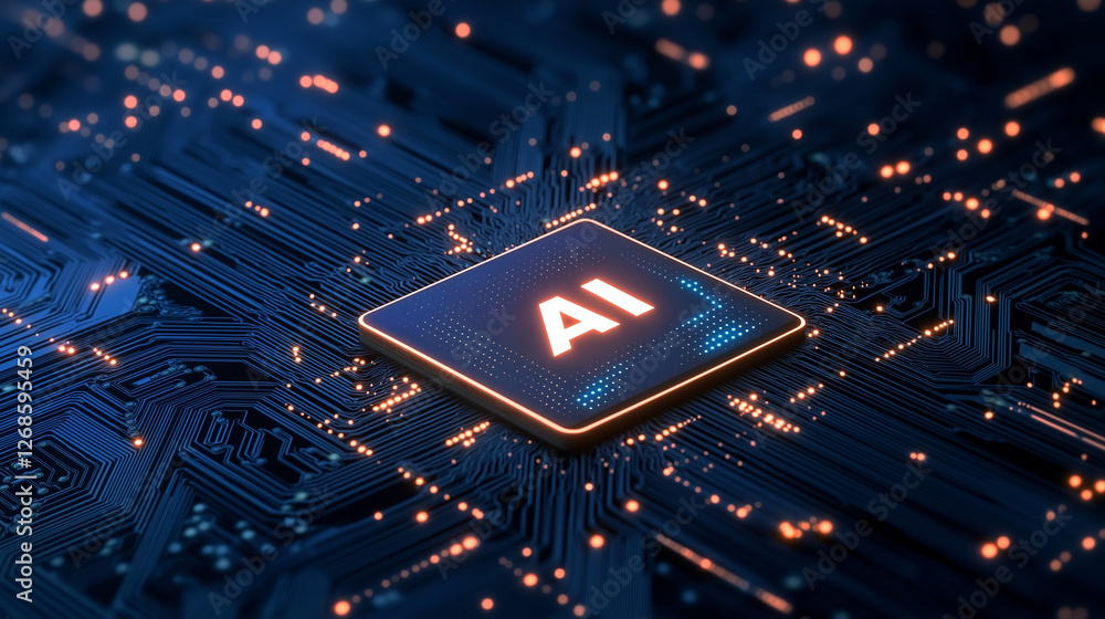 Poster ai chip: a glowing 