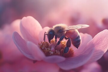bee on pink flower