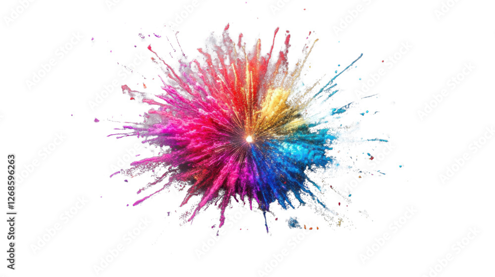 Aufkleber colorful powder exploding creating a vibrant starburst on transparent background