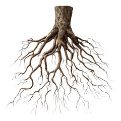 Tree roots on a white isolate background