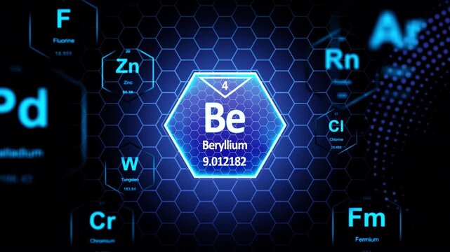 Beryllium(Be) Periodic Element, Animation.Full HD 1920&times;1080. 12 Second Long,

