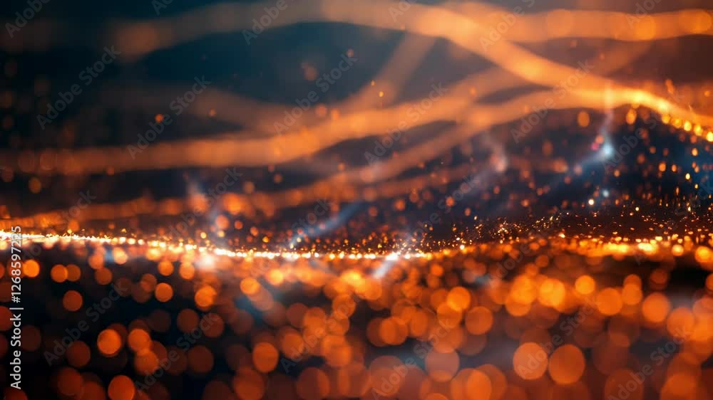 Poster dynamic abstract light waves and glowing particle flow in motion