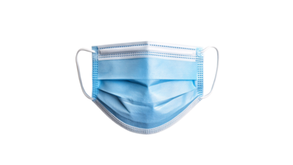 blue medical face mask isolated on black background