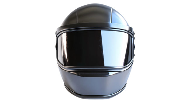 silver and black motorcycle helmet isolated on black background 3d rendering