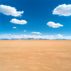 Vast Desert Landscape Under a Bright Blue Sky