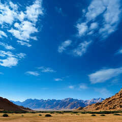 Vast Desert Landscape Under a Vivid Blue Sky