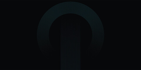 Abstract blue glowing geometric lines on dark blue background. Modern shiny blue circle lines pattern. Futuristic technology concept.