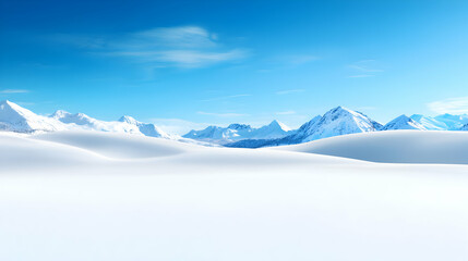 Vast Snow Covered Mountain Range Under a Clear Blue Sky