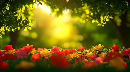 Obraz premium Vibrant Flowers in a Sunlit Garden