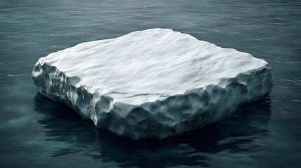 Serene Floating Ice Block Calm Water Moody Blues. AI Generated