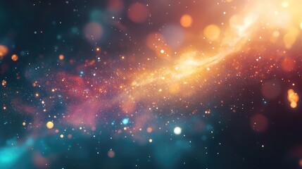 Glowing particles and purple wave image over dark blue background. Abstract, futuristic, digital, technology, energy, light
