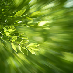Vibrant Green Leaves and Sunlight Rays