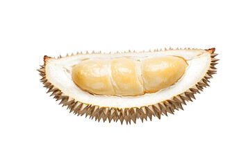 Durian fruit segment, creamy flesh, isolated, food photography, recipe ingredient