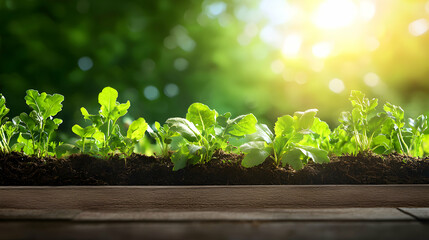 Vibrant Green Seedlings Growing in Rich Soil Under Sunlight