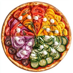 Fototapeta premium Colorful and Fresh Vegetable Pizza with Assorted Toppings for a Healthy Gourmet Meal