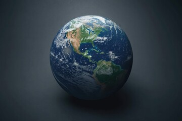 Fototapeta premium A beautifully detailed depiction of Earth, showcasing its vibrant blue oceans and green landmasses against a dark background.