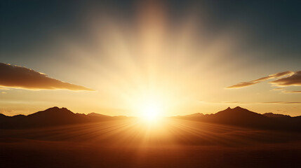 Vibrant Orange Sunset Over Desert Landscape
