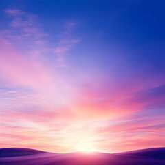 Vibrant Pink And Purple Sunset Over Calm Landscape
