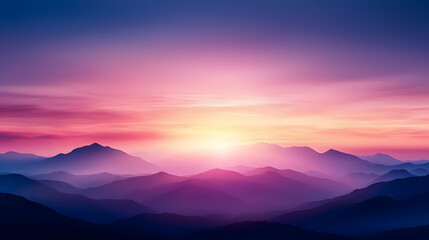 Obraz premium Vibrant Pink And Purple Sunset Over Misty Mountains