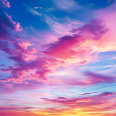 Obraz premium Vibrant Pink And Purple Sunset Sky