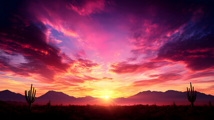 Vibrant Pink Purple Desert Sunset Landscape