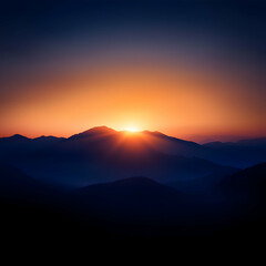 Vibrant Sunrise Over Silhouetted Mountain Range