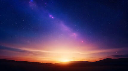 Fototapeta premium Vibrant Sunset and Starry Night Sky