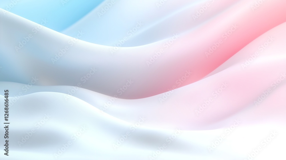 Poster soft pastel gradient waves creating a serene abstract background in blue and pink hues.