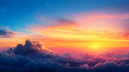 Vibrant Sunset over a Sea of Clouds