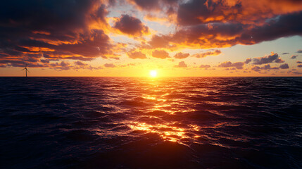 Obraz premium Vibrant Sunset Over Calm Ocean Waters