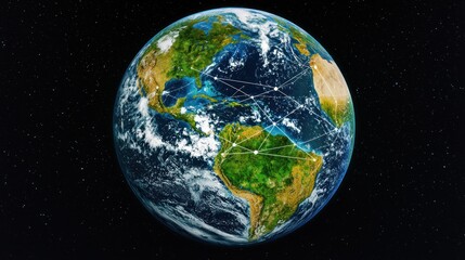 Global network connections over Earth from space