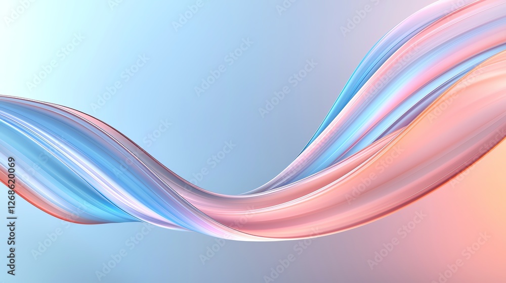 Poster vibrant abstract wave of pastel colors, creating a dynamic and fluid motion against a gradient backg