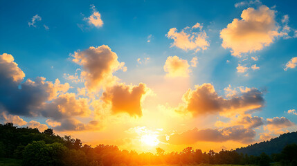 Vibrant Sunset Over Lush Landscape