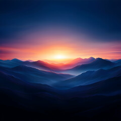 Fototapeta premium Vibrant Sunset Over Majestic Mountain Range