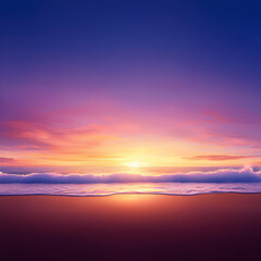 Fototapeta premium Vibrant Sunset Over Ocean Beach